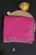 Rich Pink Embroidered Silk Saree