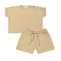 Riffle (Amsterdam) - Organic Boxy Tee & Short Set - Sand Stripe-Sets-1M-Posh Baby