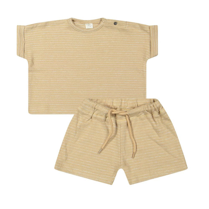 Riffle (Amsterdam) - Organic Boxy Tee & Short Set - Sand Stripe-Sets-1M-Posh Baby