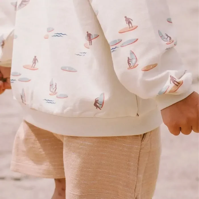 Riffle (Amsterdam) - Organic Boxy Tee & Short Set - Sand Stripe-Sets-1M-Posh Baby
