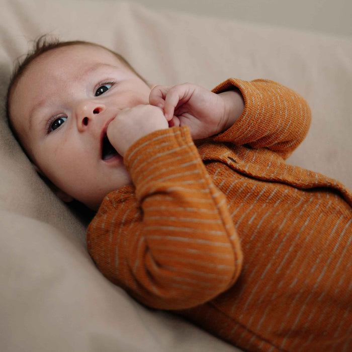 Riffle (Amsterdam) - Organic Cotton Romper - Sky Stripes-Footies + Rompers (Fashion)-0-3M (1M)-Posh Baby