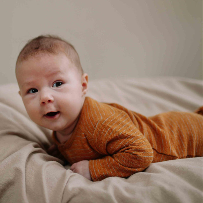 Riffle (Amsterdam) - Organic Cotton Romper - Sky Stripes-Footies + Rompers (Fashion)-0-3M (1M)-Posh Baby