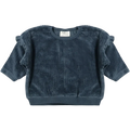 Riffle Amsterdam - Organic Ruffle Shoulder Long Sleeve - Corduroy Blue-Long Sleeves-3-6M (62)-Posh Baby