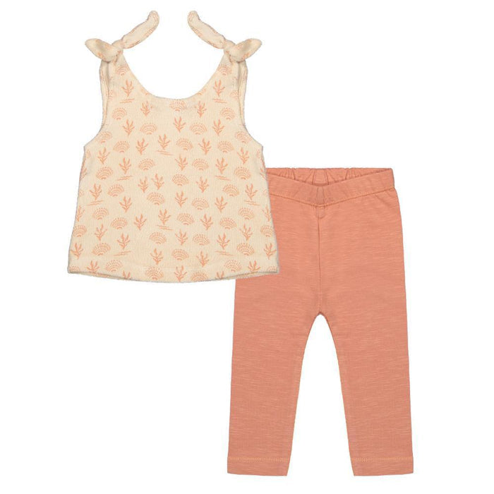 Riffle (Amsterdam) - Organic Terry Tank & Legging Set - Coral-Sets-9M-Posh Baby