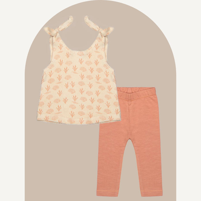 Riffle (Amsterdam) - Organic Terry Tank & Legging Set - Coral-Sets-9M-Posh Baby