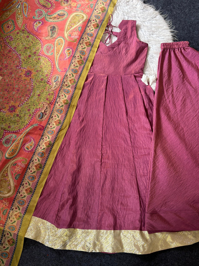 Rose Gold Paisley Anarkali Set