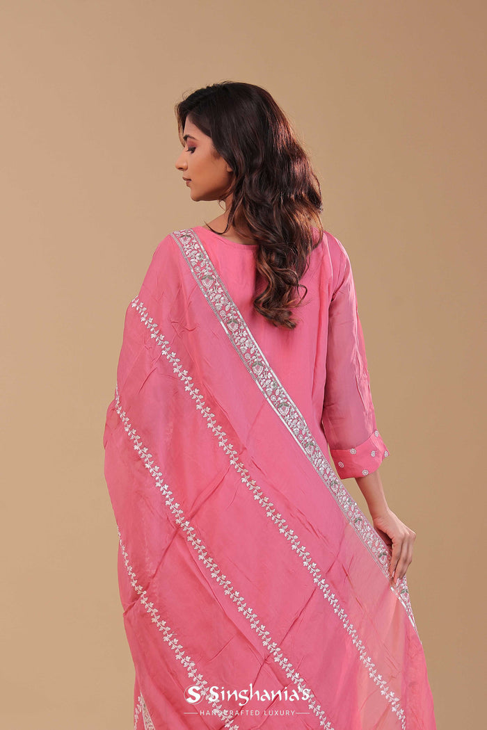 <img> Rose Pink Chanderi Silk Kurta Set