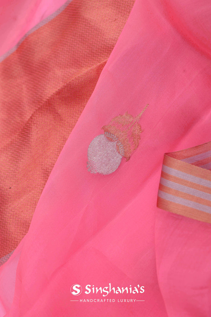 Rose Pink Organza Banarasi Saree