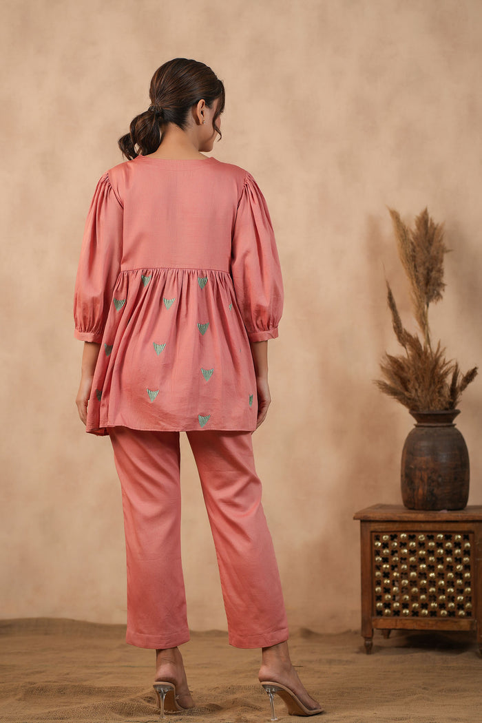 <img> Rose Pink Santoon Co-Ord Set