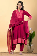 Rose Red Rayon Anarkali Set