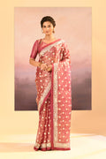 Rosewood Pink Tissue Embroidered Saree
