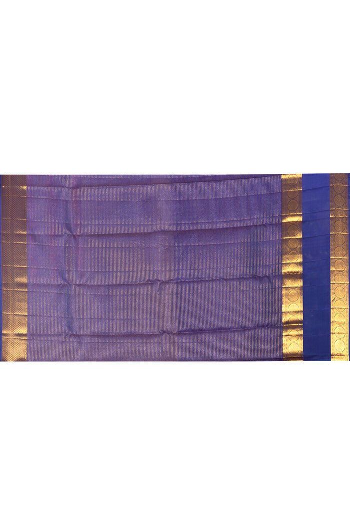 Royal Blue Checks With Butti Kanjivaram Silk Saree
