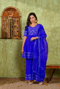 Royal Blue Rayon Embroidered Kurta Set