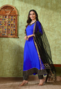 Royal Blue Rayon Solid Anarkali Set