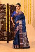 Royal Blue With Gold Zari Butti And Copper Zari Border Kanjivaram Silk Saree