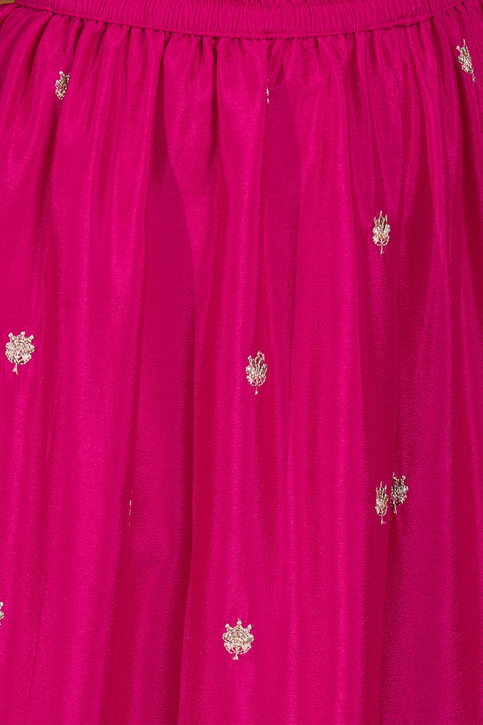 Royal Pink Chinon Silk Embroidered Kurta Set