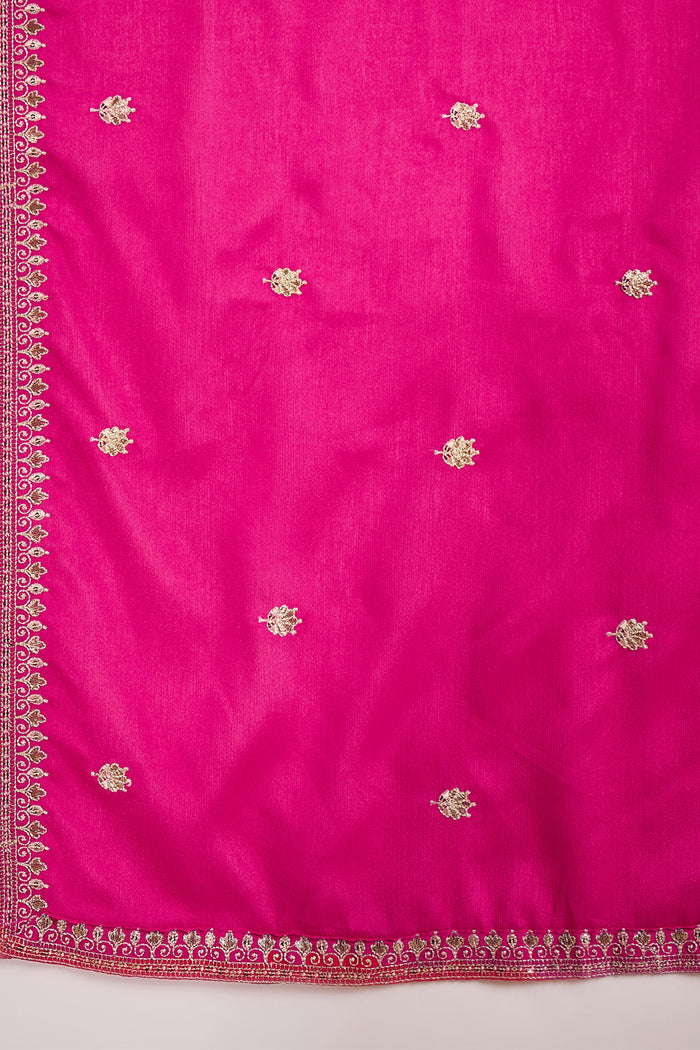 Royal Pink Chinon Silk Embroidered Kurta Set