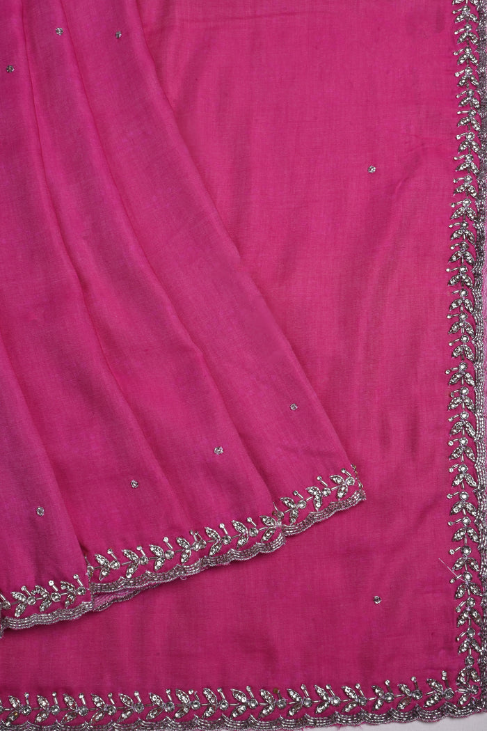Royal Pink Embroidered Silk Saree