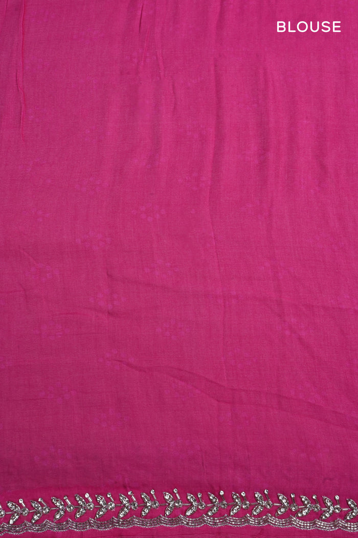 Royal Pink Embroidered Silk Saree