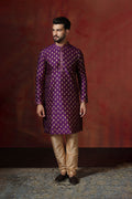 Royal Purple Dupion Printed Kurta Set