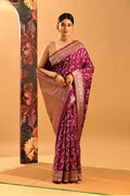 Royal Purple Floral Jaal Banarasi Saree