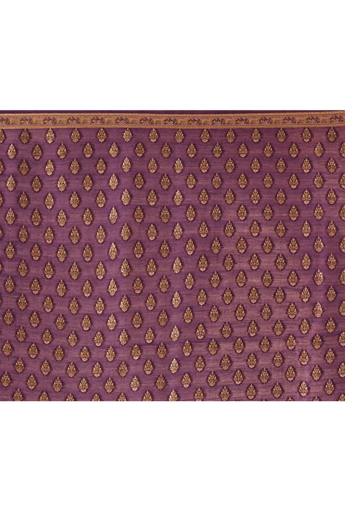 Royal Purple Kani Silk Saree With Floral Paisley Weave