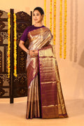 Royal Purple Tissue Checked Kanjivaram Saree