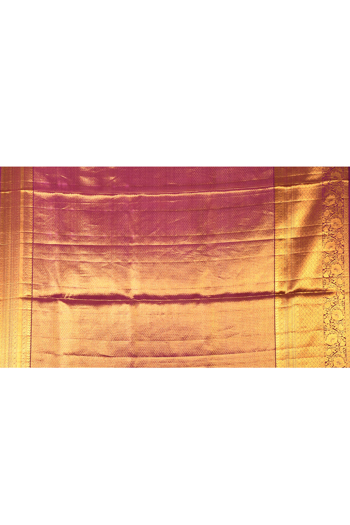 Royal Purple Tissue Checked Kanjivaram Saree
