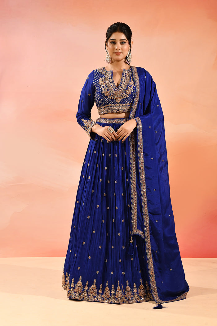 Royal Sapphire All Over Embroidered Lehenga Set