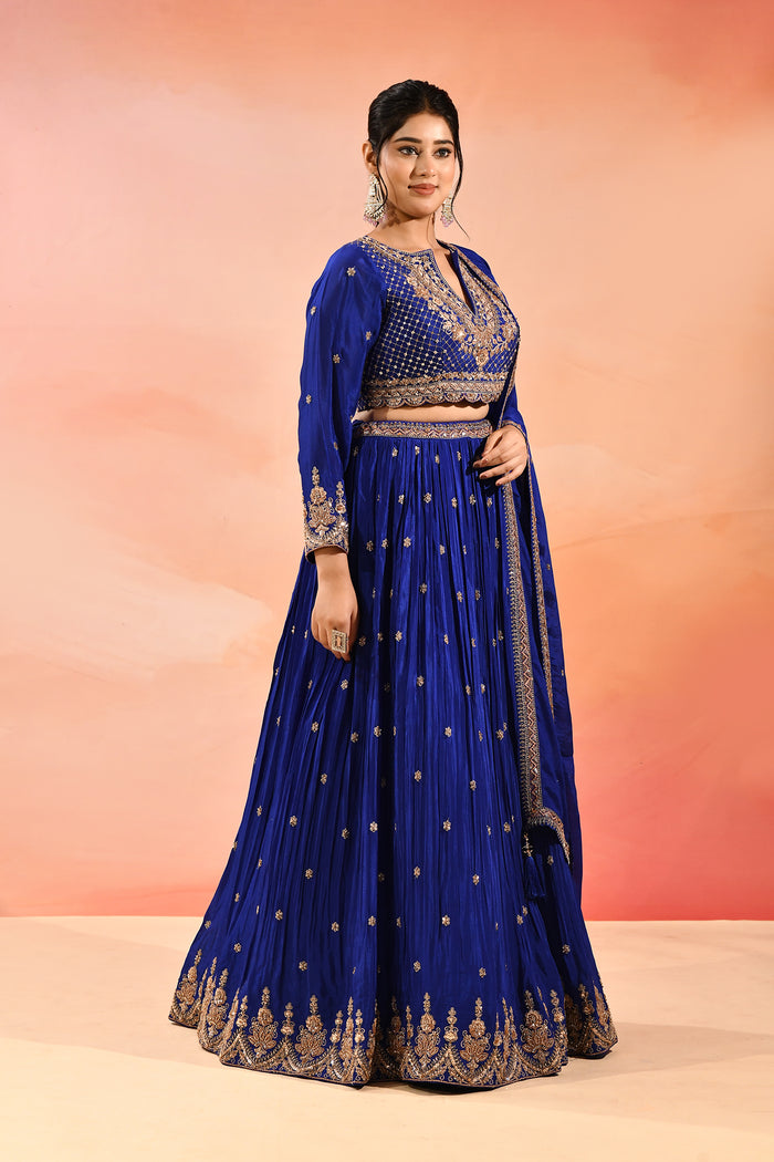 Royal Sapphire All Over Embroidered Lehenga Set