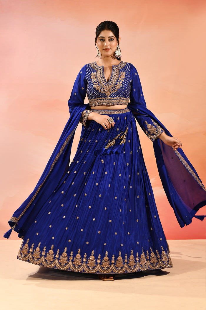 Royal Sapphire All Over Embroidered Lehenga Set