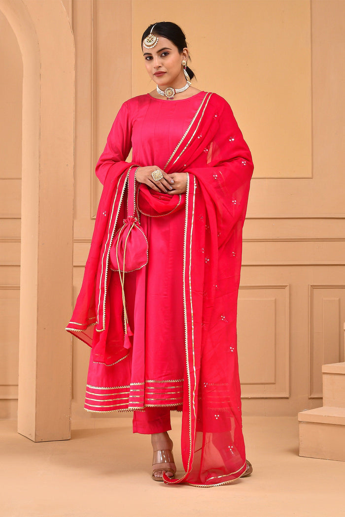 Ruby Pink Cotton Silk Kurta Set