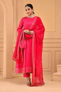 Ruby Pink Cotton Silk Kurta Set