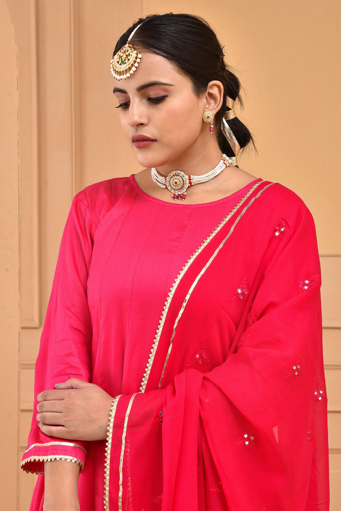 Ruby Pink Cotton Silk Kurta Set