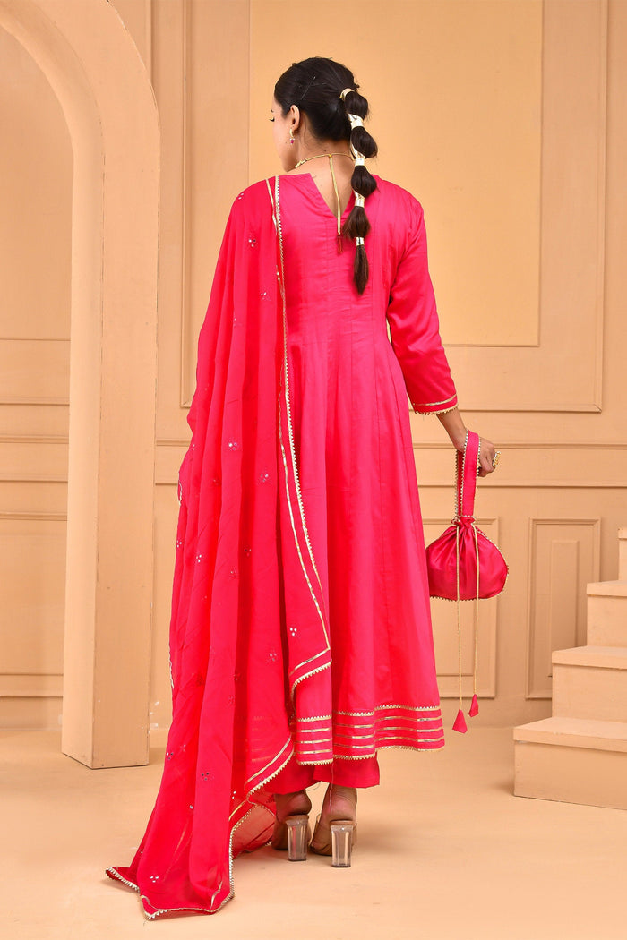 Ruby Pink Cotton Silk Kurta Set