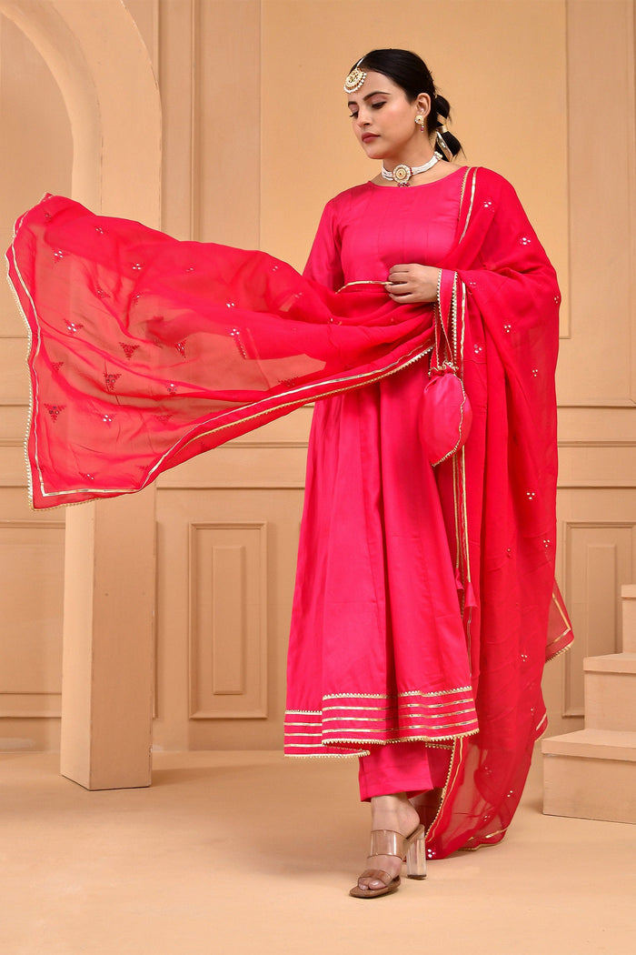 Ruby Pink Cotton Silk Kurta Set