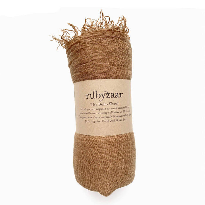 Rubyzaar Lightweight Organic Cotton Shawl - Camel