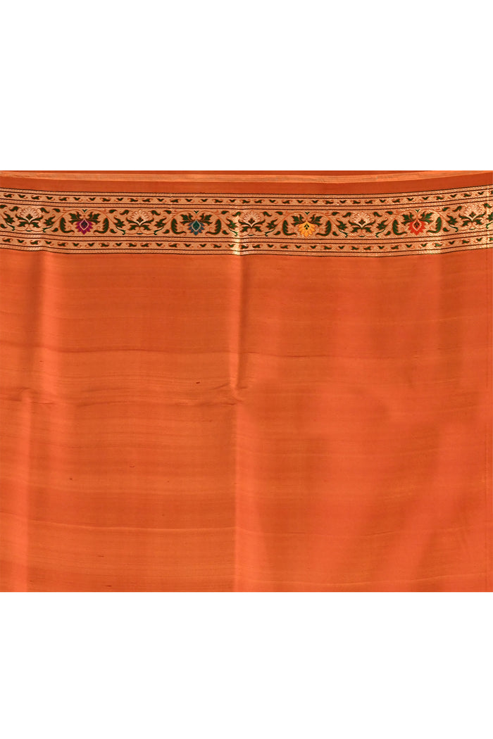 Rust Orange With Intricate Floral Jaal Banarasi Silk Saree