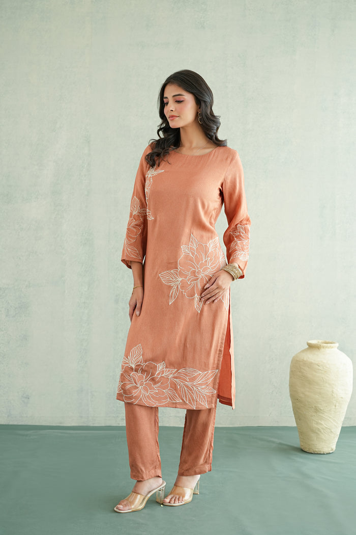 Rust Petal Trail Kurti