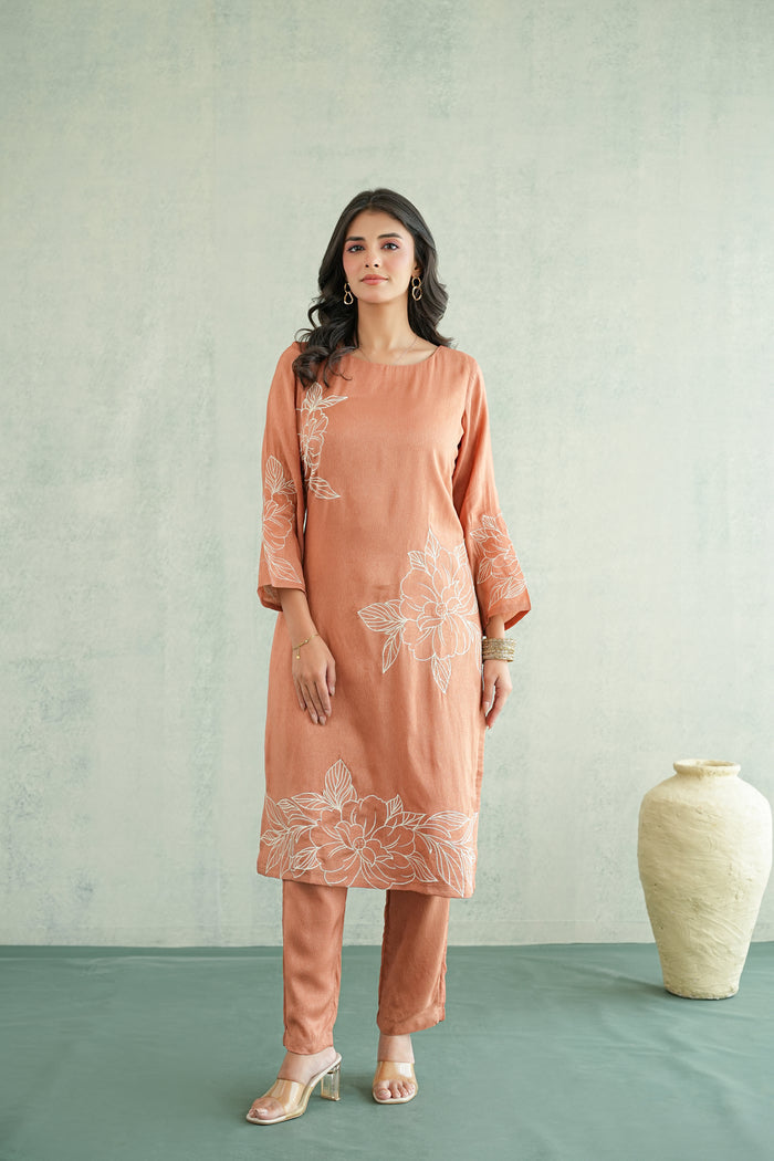 Rust Petal Trail Kurti