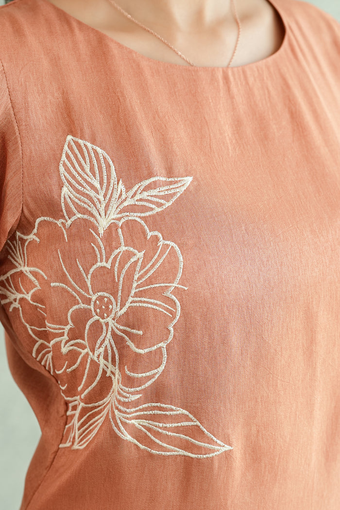 Rust Petal Trail Kurti