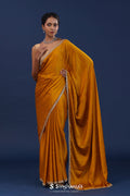 Rusty Orange Satin Saree With Cutdana Work
