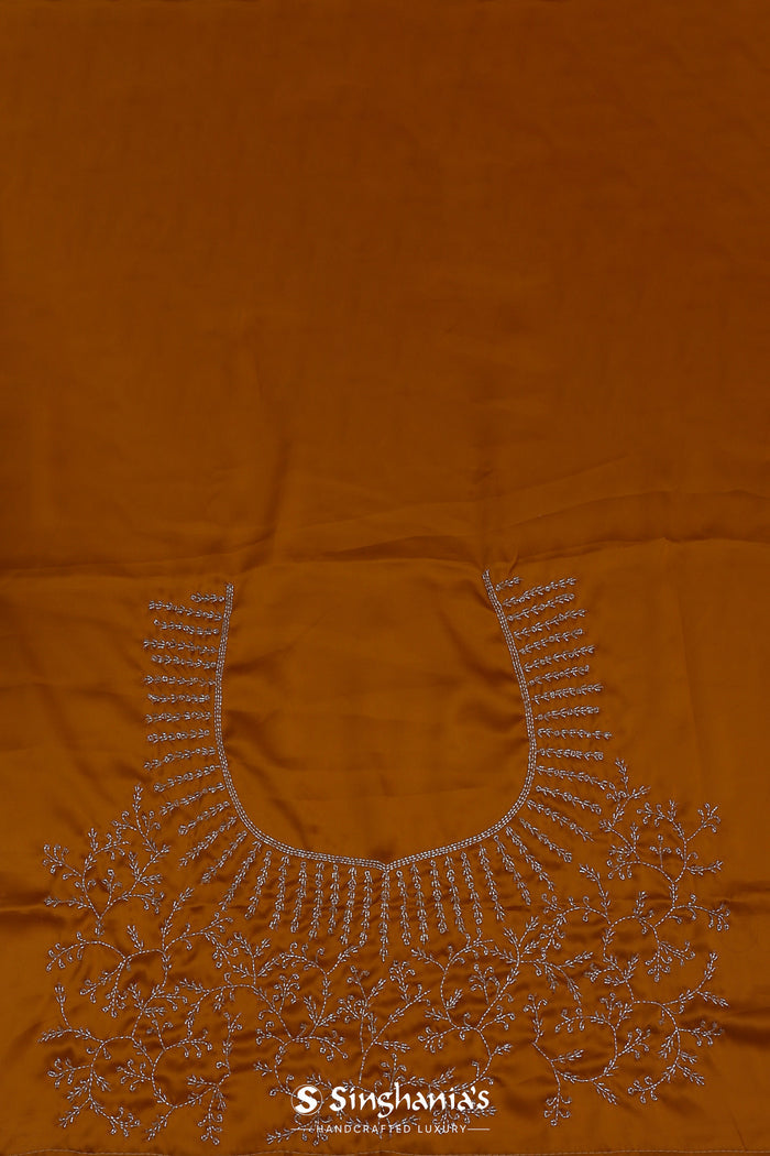 Rusty Orange Satin Saree With Cutdana Work