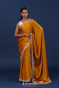 Rusty Orange Satin Saree With Stone Work