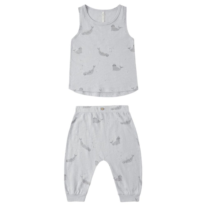 Rylee & Cru - Cotton Tank & Pant Set - Seals-Sets-0-3M-Posh Baby