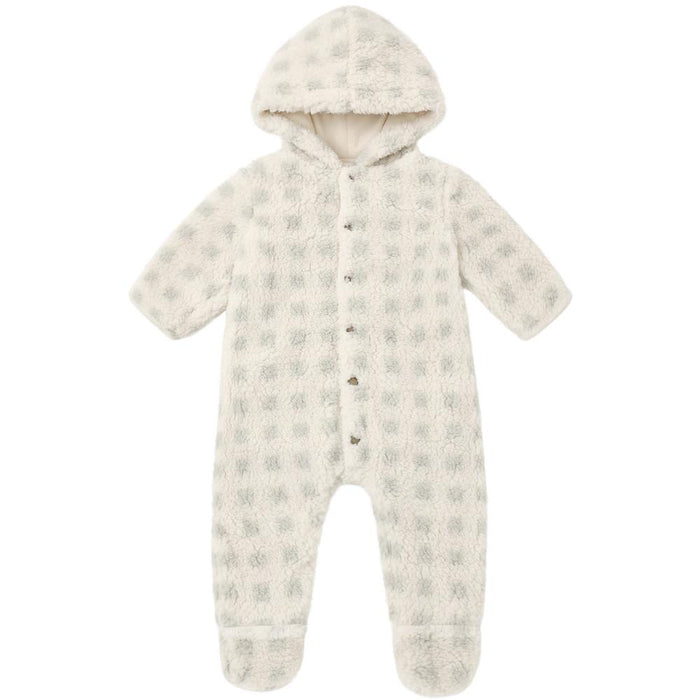 Rylee & Cru - Fleece Hooded Bundler Footie - Sage Check