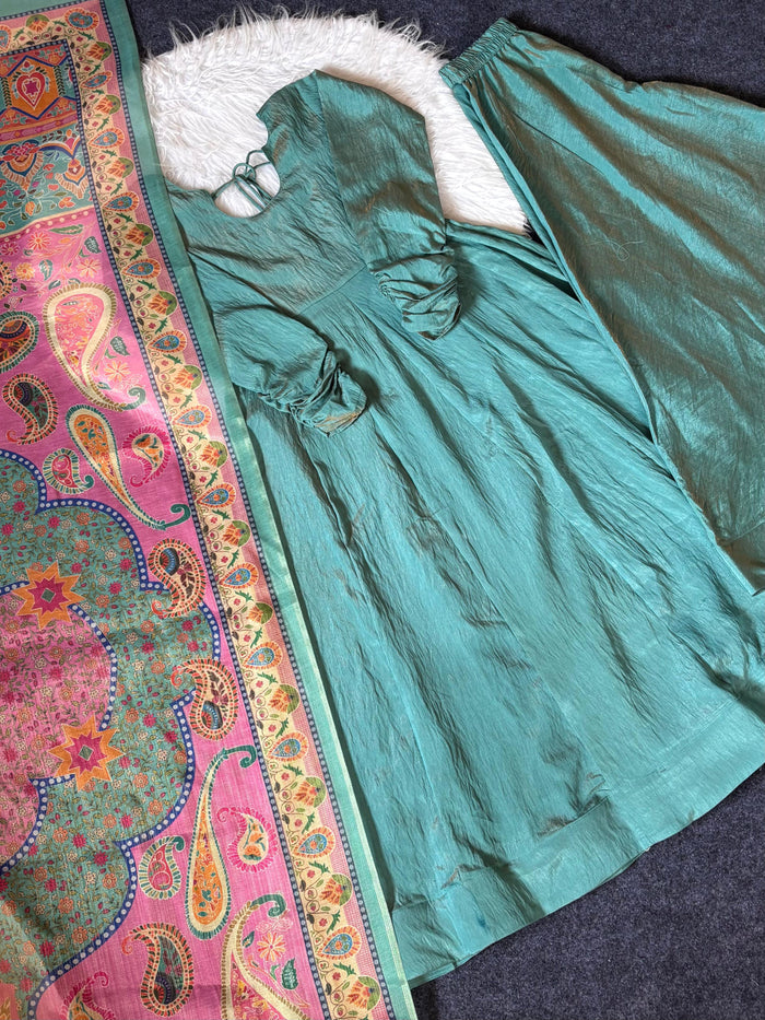 Sage Green Paisley Anarkali Set