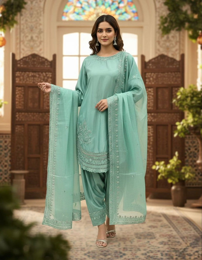 Sage Mint Embroidered Salwar Set