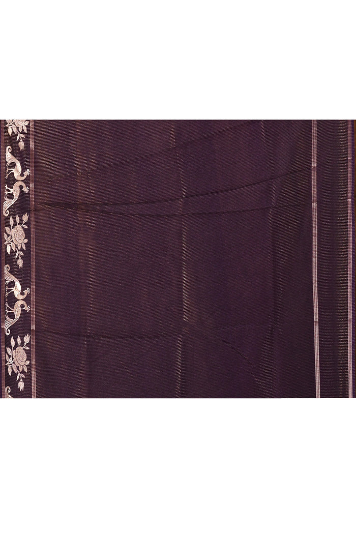 Sangria Purple Tussar Embroidered Saree