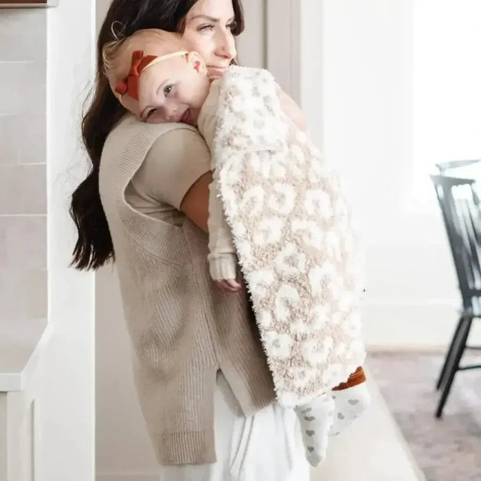 Saranoni - Bamboni Mini Blankets - Double-Layer-Lovey + Security Blankets-Tan Leopard-Posh Baby